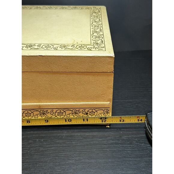 1950’s Vintage Blue Velvet & Satin Lined Cream Jewelry Box Pop out Drawer - Picture 9 of 12